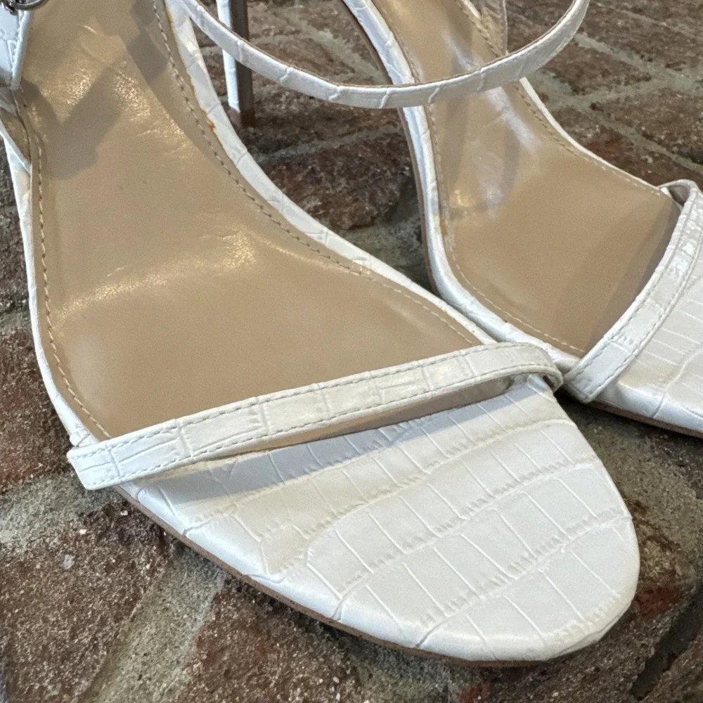 Sam Edelman Doran Strappy Sandal‎ Ivory Cream White Croc Women Size 11 #149